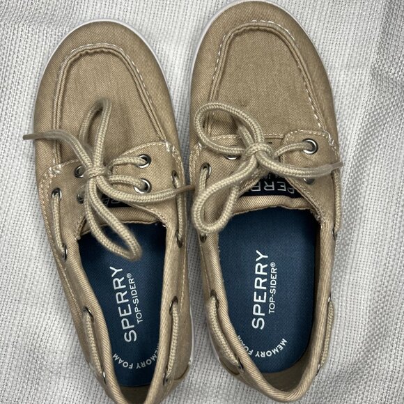 Sperry Top-Sider Tuck Boy's Youth Tan Khaki Canvas Boat Shoes Sz 13 M - 0268 - Picture 2 of 4